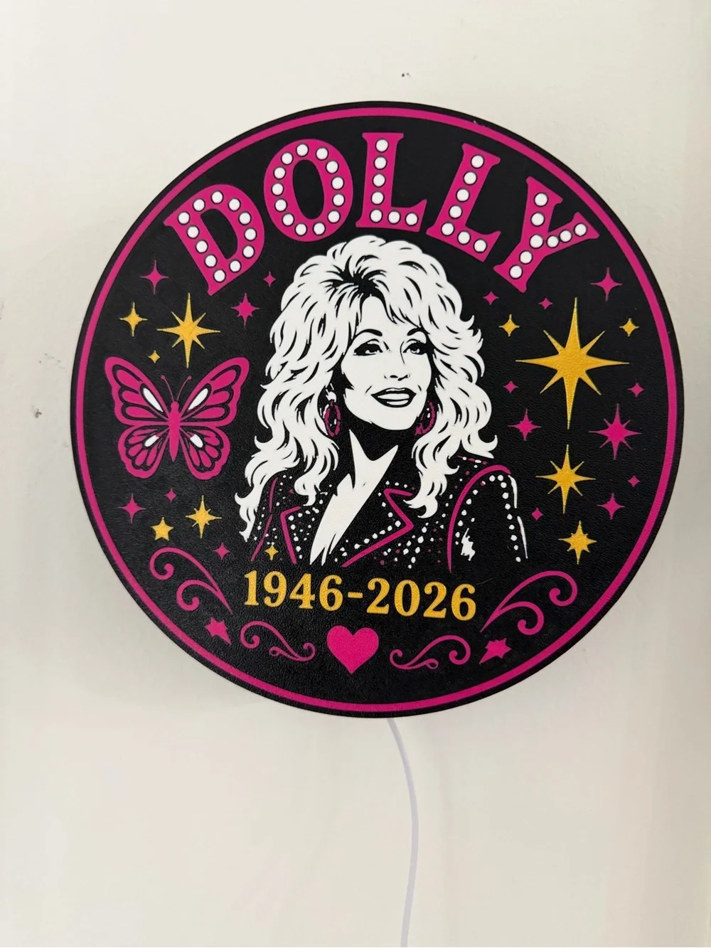 Dolly Tribute LED Wall Sign - Pink & Orange